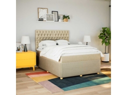 Vidaxl Cama Com Molas/colchão 160x200 Cm Tecido Cor Creme
