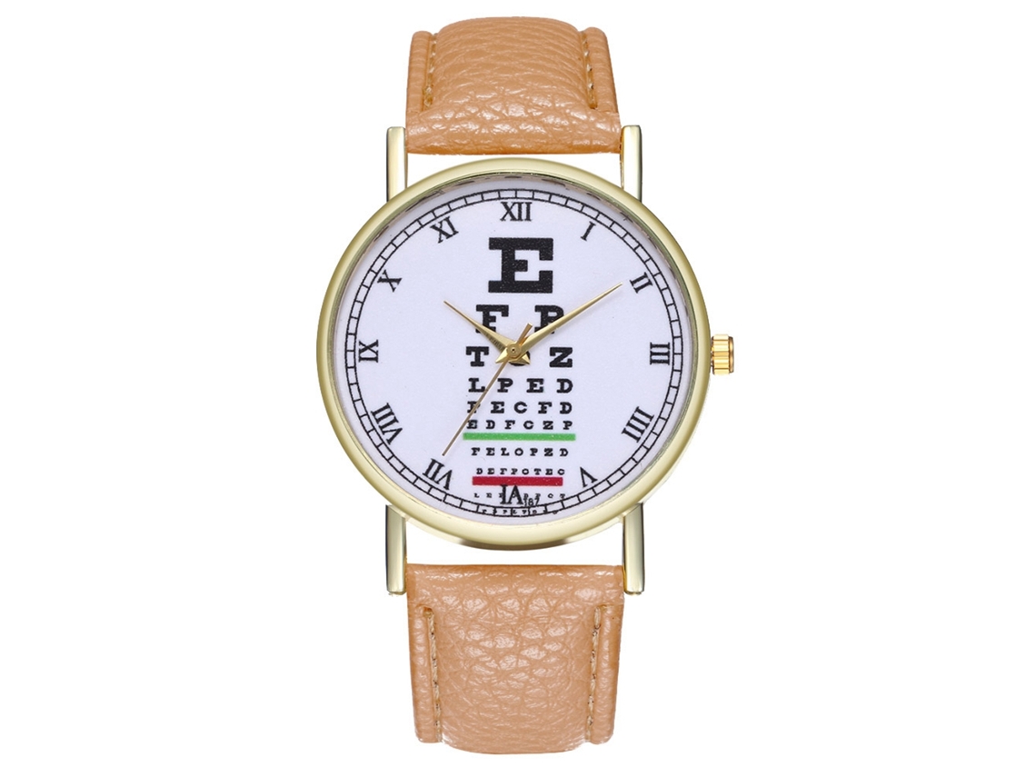 Reloj De Pulsera De Pareja Con Correa De Pu Moda Dial Redondo Cuarzo Beige
