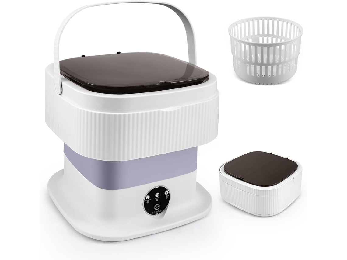 Mini Máquina de Lavar Dobrável de 10 Litros para Camping, Pequena com Centrífuga, Lavagem Profunda de Roupas Íntimas e Bebê BRILVIBERA