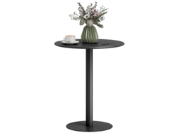 Mesa De Jantar Redonda Para 2 Pessoas, Mesa De Jantar Moderna Para Sala De Estar, Jardim, Aço, Ø60 X 72 Cm, Preta
