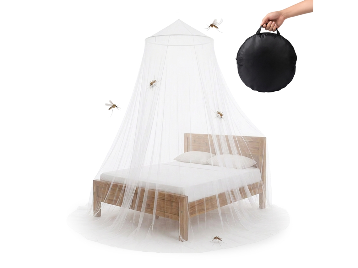 Relaxdays Mosquiteira Para Cama 250 X 60 Cm, Xxl, Para Solteiro E Casal, Casa/viagens, Com Bolsa, Branca