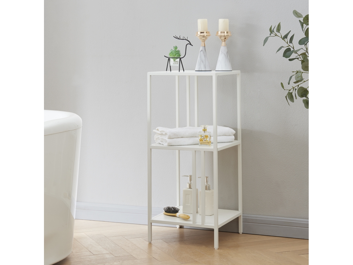 3 -Level Kumlinge Standing Prateleira com design industrial de aço 80 x 35 x 35 cm branco [EN.CASA]