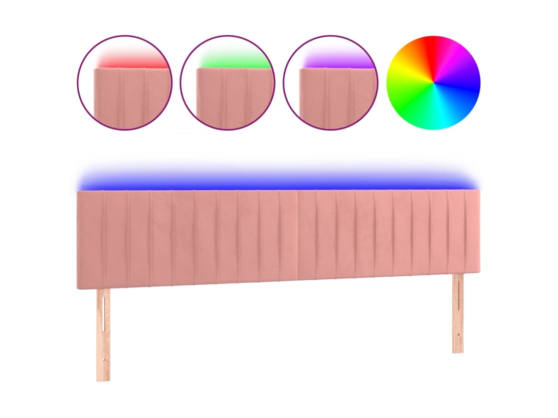 Led Headboard, Led Headboards Vidaxl Cor-de-rosa Veludo (200 X 5 X 78/88 Cm)