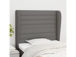 Vidaxl Cabeceira Cama C/ Abas Tecido 103x23x118/128 Cm Cinzento-escuro