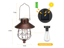 Lâmpada Solar Pendente Sensor IP65 Jardim