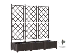 Conjunto 3 Vaso De Jardim Vidaxl Castanho Polipropileno (120 X 40 X 126 Cm)
