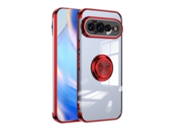 Capa Protetora Com Eletrodeposição Para Google Pixel 11 Com Anel (vermelho)