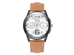 Relógio Casual Masculino Pulseira Pu Liga Quartzo com Números Grandes (café)