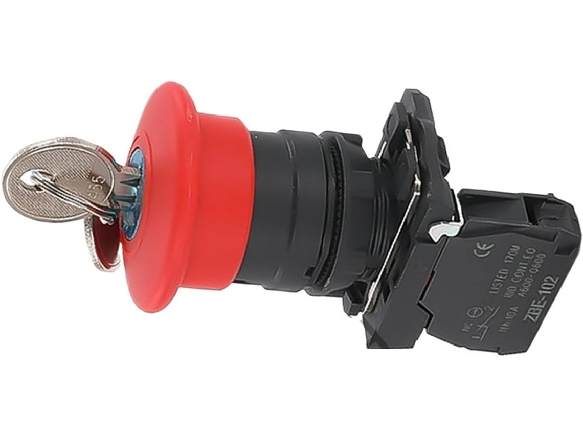 Peça Xb5 As142 Chave De Da Emergência Cabeça Cogumelo Vermelha Tamanho 40mm Interruptor Botão Pressão Na Nf