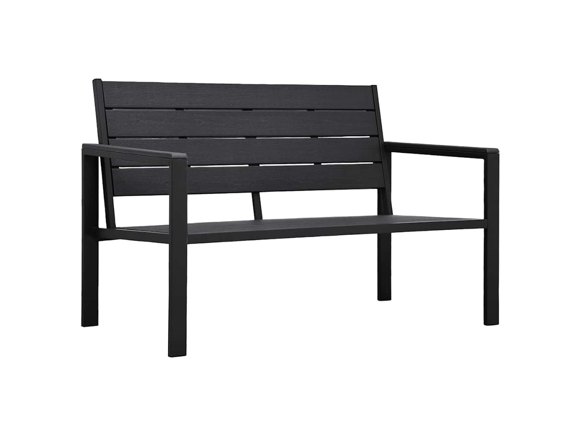 Vidaxl Banco De Jardim 120 Cm Pead Aspeto De Madeira Preto