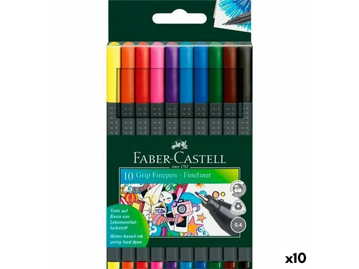 Conjunto de Canetas de Feltro FABER-CASTELL Grip Finepen 10 Unidades