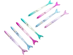 Kit Com 8 Canetas Em Gel Sereia Corpo De Plástico: Escrita Super Suave