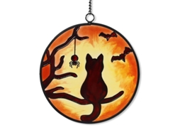 2026 adorno de Janela Gato Lunar Outono Gato Negro Jardim Terraço Decoração de Vidro Capturador de Luz
