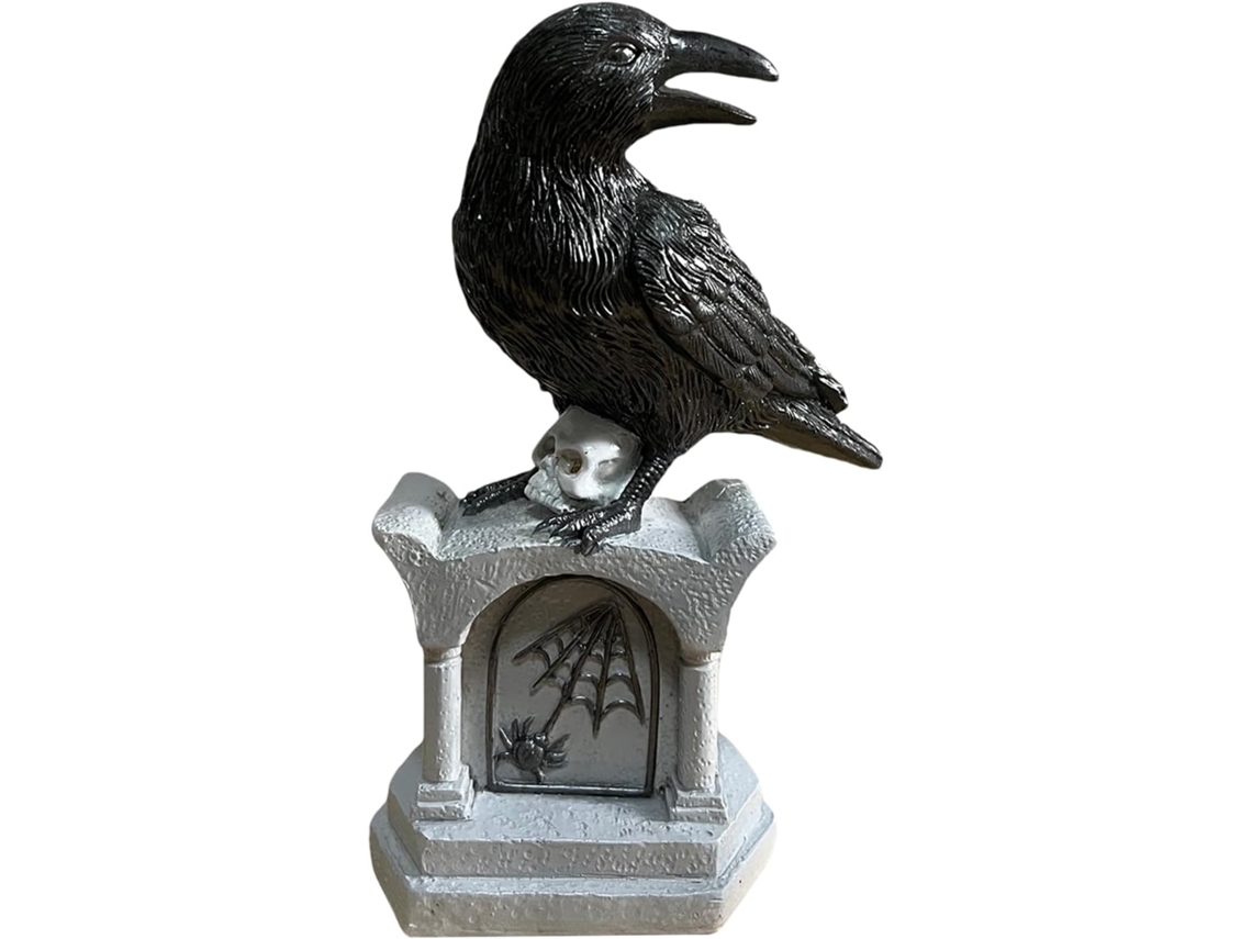 Estatueta De Corvo, Decoração Gótica De Halloween Para Casa Sobre Lápide |