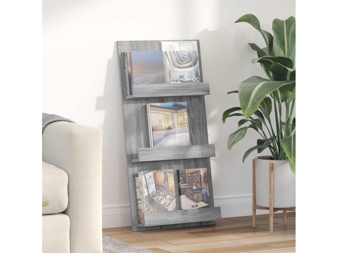 Vidaxl Estante De Revistas Cinza Sonoma 51 X 11 X 102 Cm