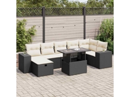 Vidaxl 5 Pcs Conjunto Sofás De Jardim Com Almofadões Vime Pe Preto