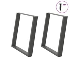 Vidaxl Pés Para Mesa De Jantar Em Formato De U, 2 Peças, Antracite, 70x(72-73) Cm, Aço