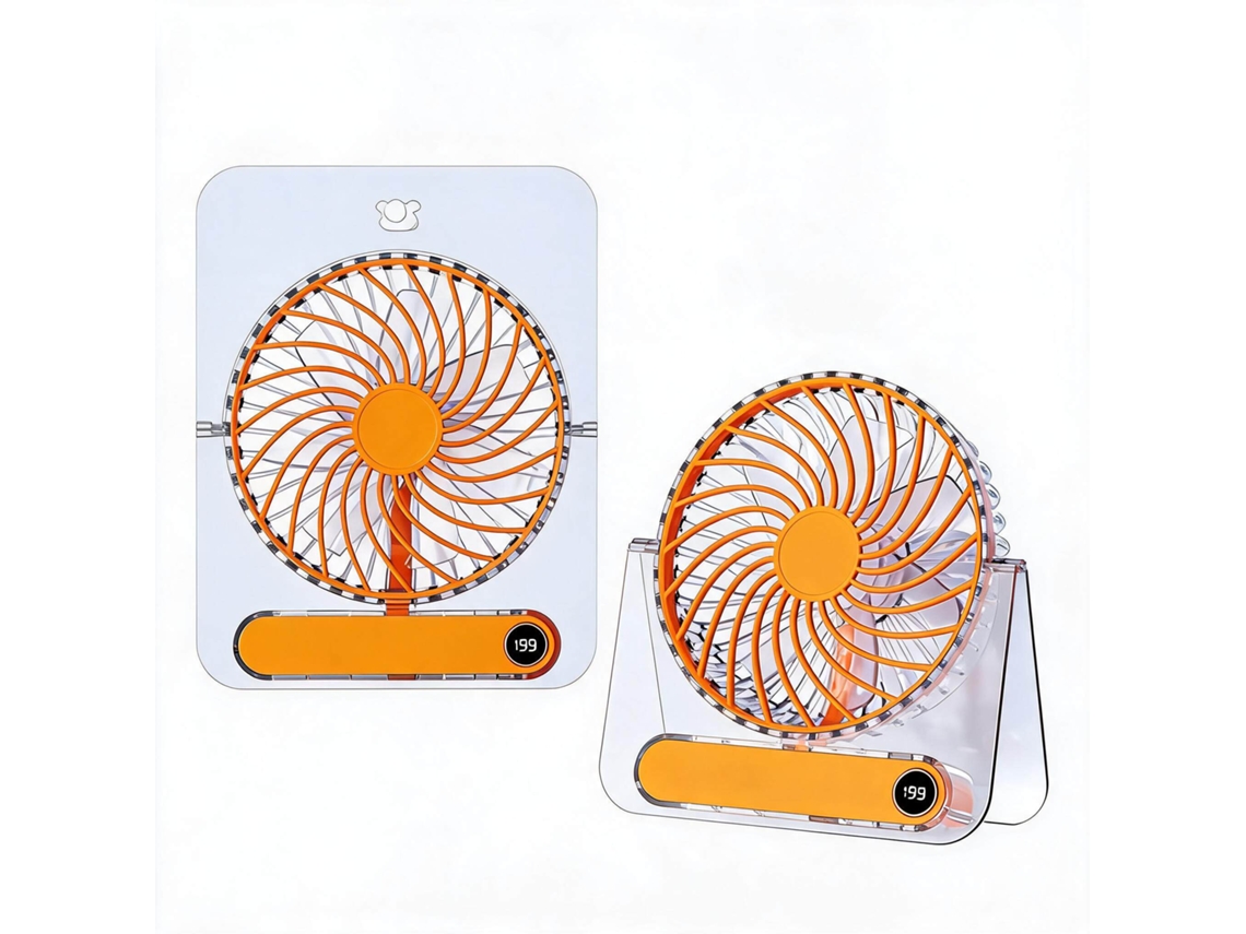 Ventoinha de Mesa Portátil HENTEN HOME recarregável USB, 3 velocidades, laranja