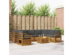 Vidaxl Conjuntos De Sofás Com Almofada 10 Pcs Natural E Antracite