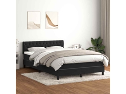 Vidaxl Cama Box Spring C/ Colchão E Led 160x210 Cm Veludo Preto