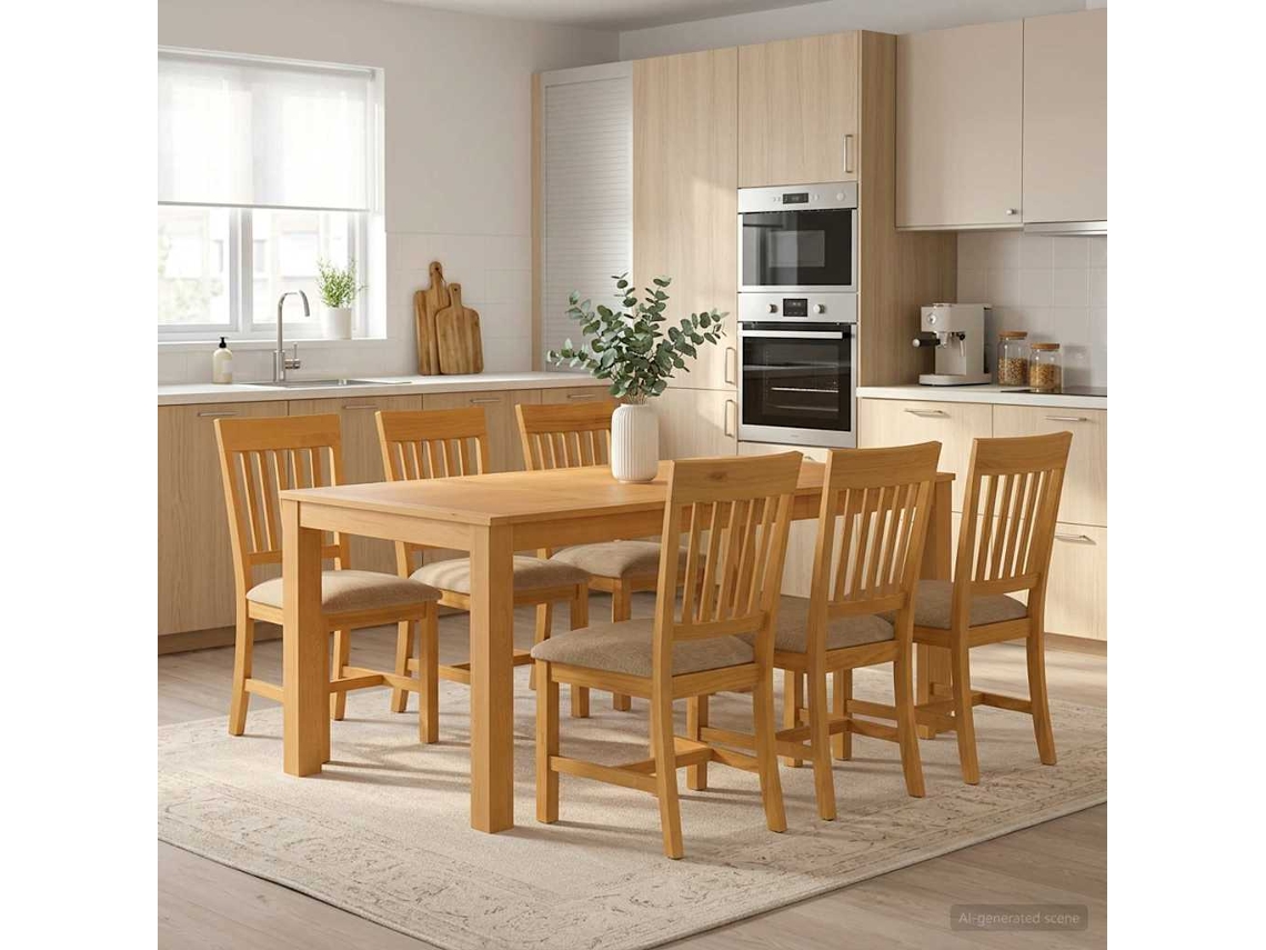 Vidaxl Conjunto De Sala De Jantar 7 Unid. Bege