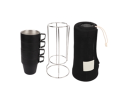 Copo de Camping Inox 4 Unidades Empilháveis Preto