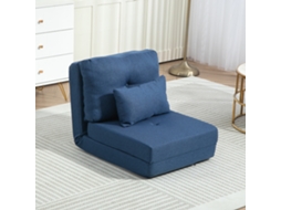 Sofá-cama/poltrona Conversível, 1 Lugar Com 1 Almofada E Encosto Ajustável, Azul Escuro