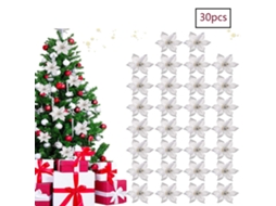 30 Unidades de Flores para Decoração de Árvore de Natal Decoração de Flocos de Neve Decorações Artificiais para Árvores