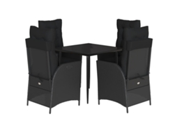 Conjunto de 5 Jantar para Jardim com Almofadões Vime Pe Preto MAISON EXCLUSIVE