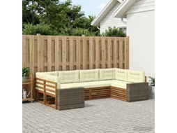 Vidaxl Conjunto De Sofás Para Exterior 6 Unid. Natural E Creme