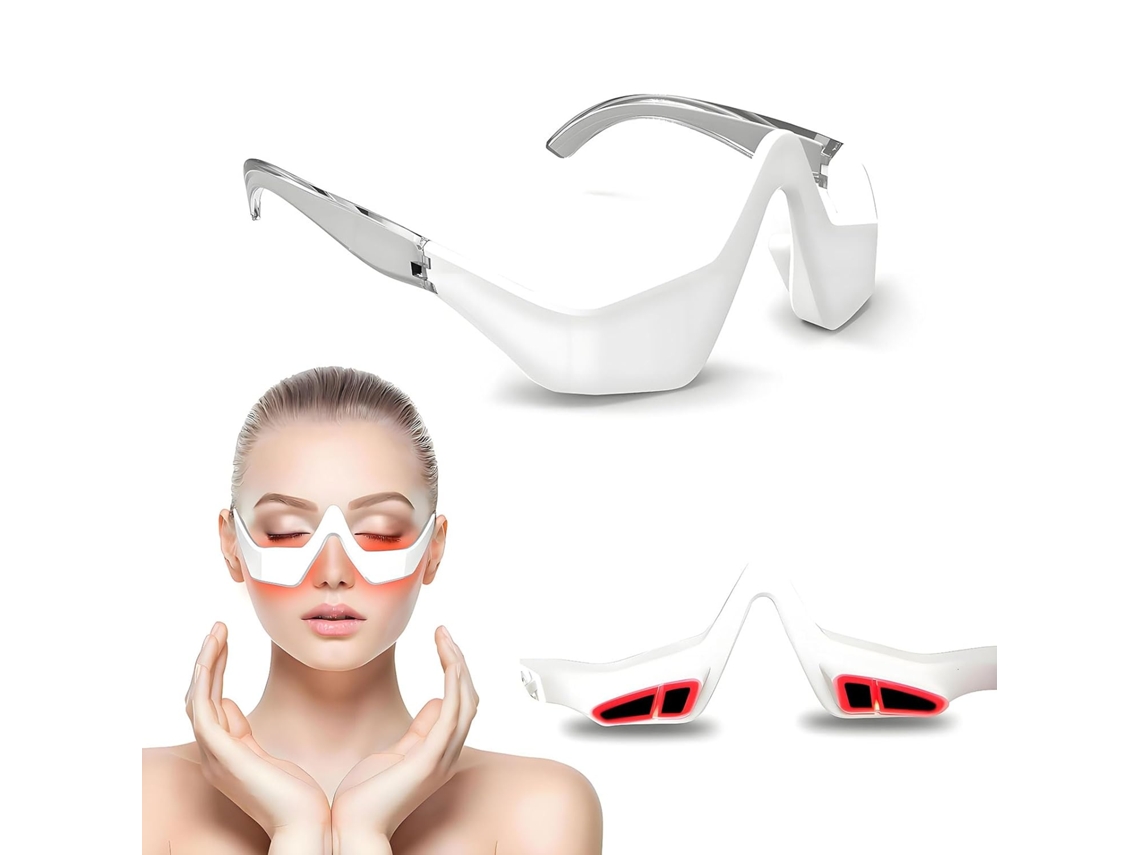 Óculos Luz Vermelha Com Microcorrente, Olheiras, Inchaço E Rugas - Branco