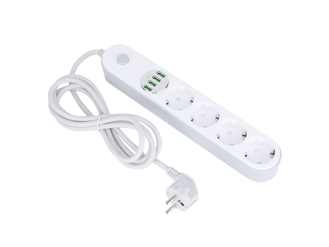 Tomada De Força Padrão Da Ue (com Carregamento Rápido Usb De 4 Portas E Várias Tomadas Estendidas)
