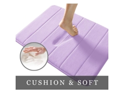 Almohadilla De Baño De Espuma De Memoria 15.5"x23" Coral Fleece Antideslizante Absorbente Suave Lavable Máquina Morado