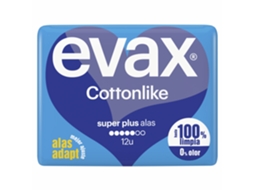 Pensos Higiénicos Cottonlike Super Plus com Abas EVAX emb. 12 un