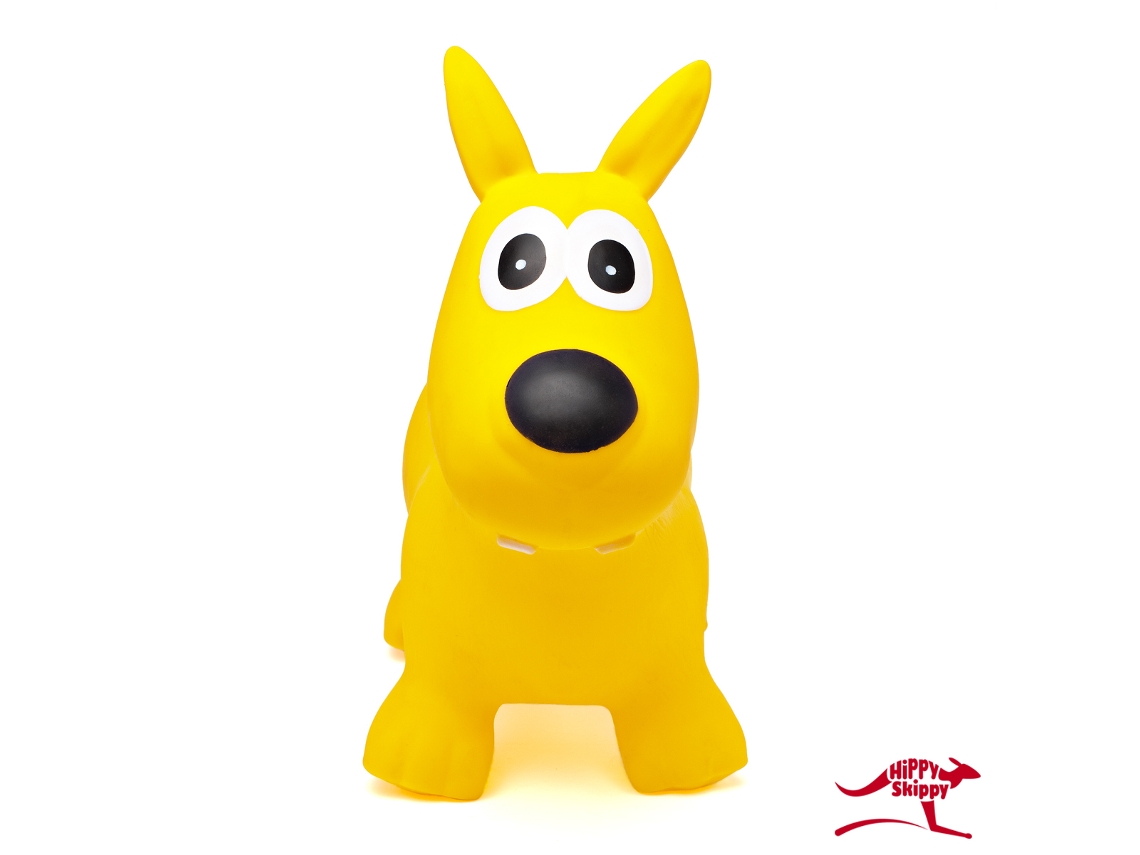 Bola Pula Pula Hippy Skippy Em Formato De Cachorro, Amarela Brinquedo Para Crianças