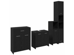 Maison Exclusive - Conjunto De Móveis Para Banheiro Com Porta 4 Pcs Carvalho Preto