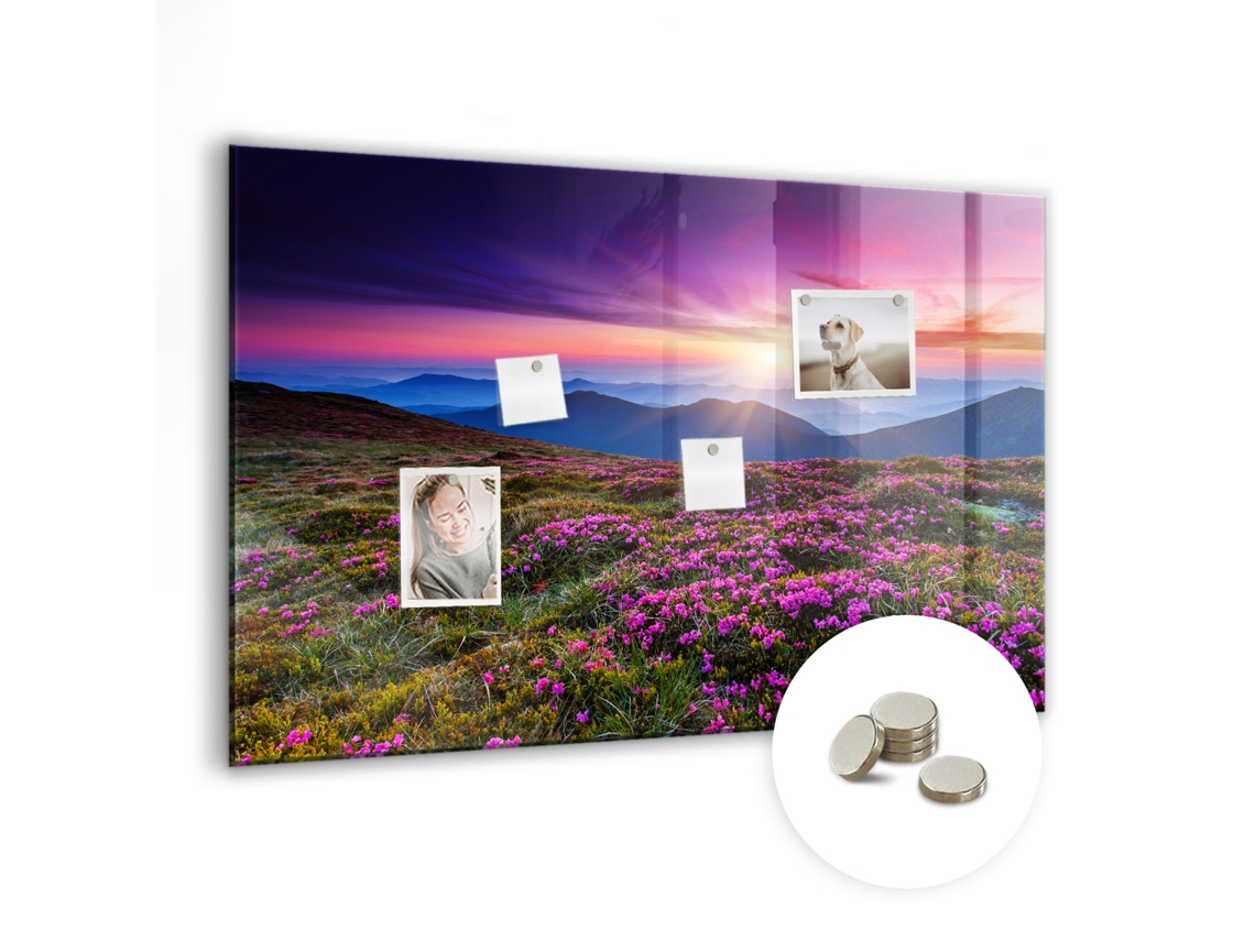 Quadro De Vidro Magnético Flores Ao Nascer Do Sol Para O Quarto Das Crianças Espelharte (90x60 Cm)