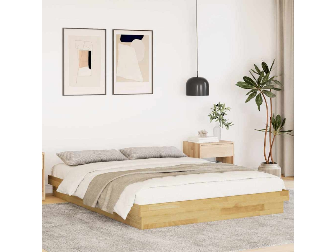 Vidaxl Estrutura De Cama Sem Colchão 150x200 Cm De Madeira De Carvalho