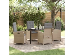 Vidaxl Conjunto de Jantar para Jardim com Almofada 5 Pcs Bege Vime Pe