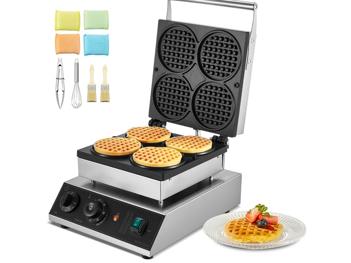 Máquina De Waffles Comercial 1550w Para 10 Waffles Retangulares Tekmaquinas