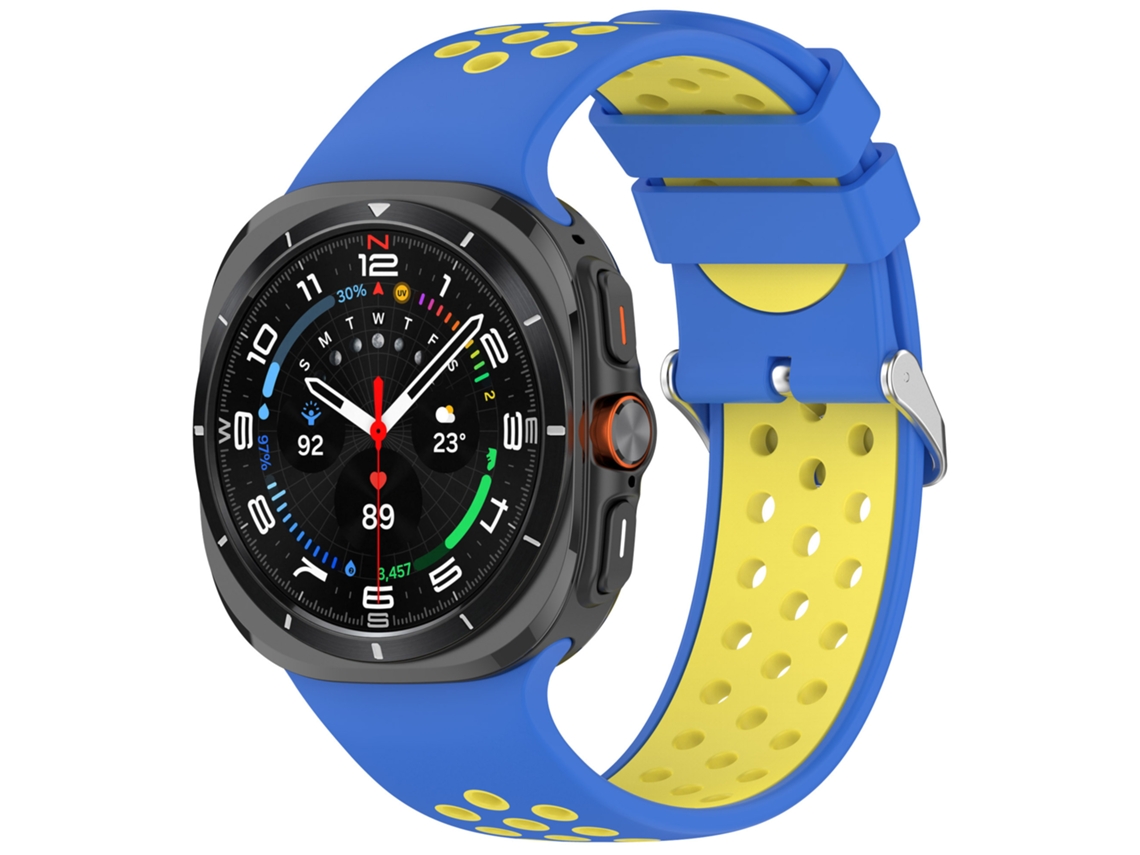 Bracelete De Silicone Para Samsung Galaxy Watch Ultra2 47mm Azul E Amarelo