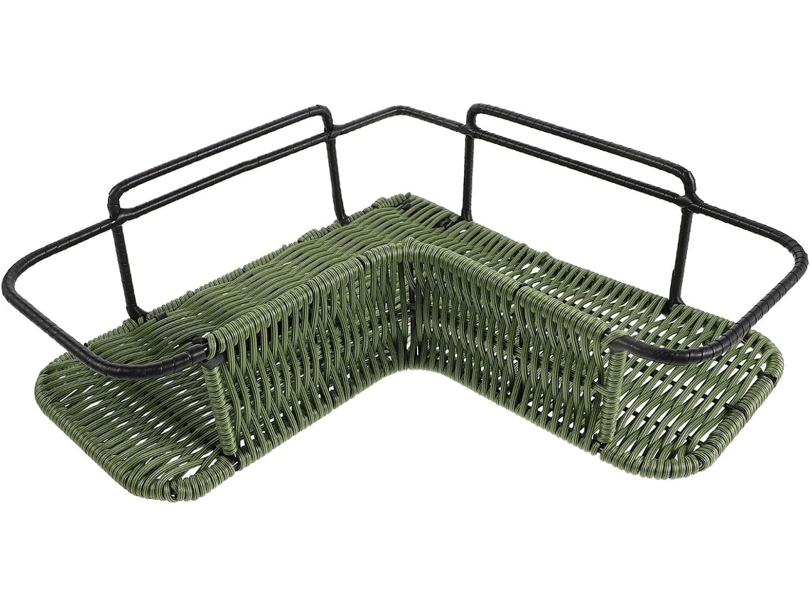 Cesto Organizador Triangular De Parede Mikikit Para Banheiro, Em Vime Plástico Trançado Com Estilo Rústico