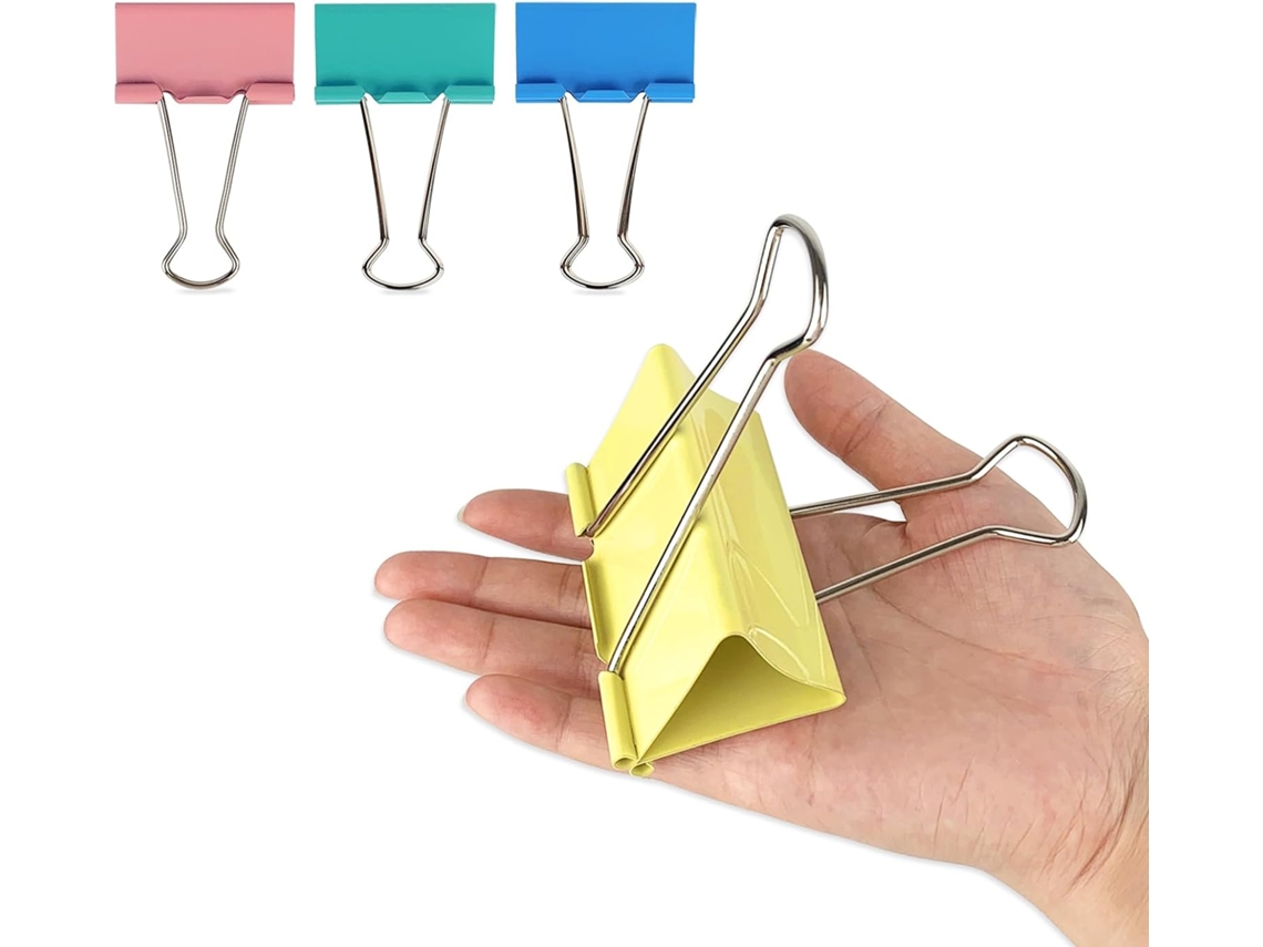 Clips De Fichário Premium Tamanho Mega 7, 6cm 3 Polegadas, Pacote Com 8 Unidades Em 4 Cores Diferentes, 2 Clipes