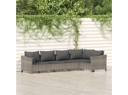 Vidaxl 5 Pcs Conjunto Lounge de Jardim C/ Almofadões Vime Pe Cinzento