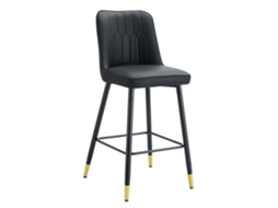 Conjunto de 2 Bancos de Bar, 100 Cm, couro sintético preto, estrutura metálica
