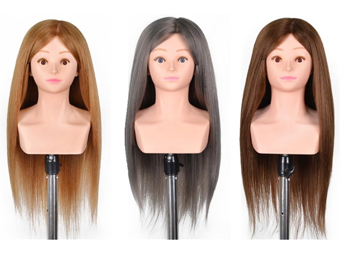Cabeça de Manequim Profissional com Ombros, 80% Cabelo Humano, para Salão de Cabeleireiro SFUSHOS (dourada)