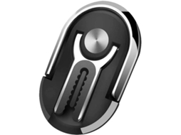 Suporte Oval Para Fones De Ouvido Com Rotação De 360° Em Liga Metálica Preta Antiderrapante.