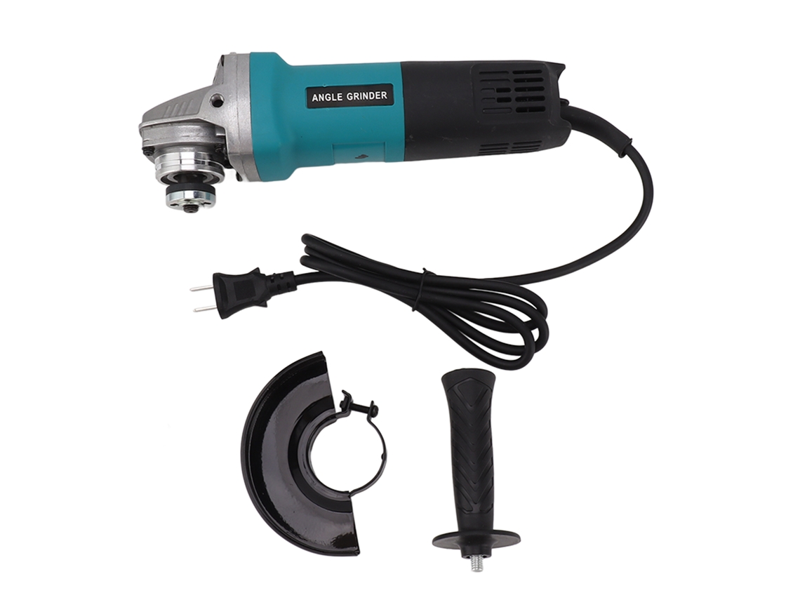 Esmerilhadeira angular elétrica: Potência de 710 W, ampla voltagem adaptável de 110 a 220 V, multifuncional para lixar e cortar.