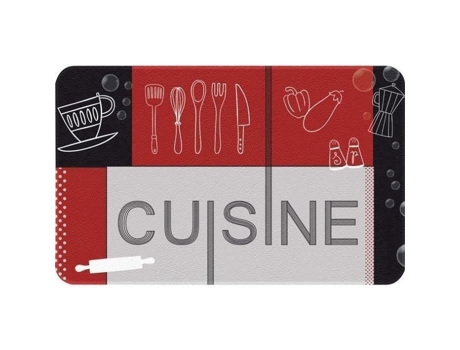 Tapete De Cozinha - Id Mat - 50x80 Cm - Vermelho E Preto - Absorvente - Antiderrapante