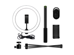 Luz Anular Led Regulável 3200k-5600k 25,9 Cm Com Tripé De Mesa, Bastão De Selfie De 120 Cm E Controle Remoto Para Streaming E Vídeos